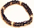 Magnetic Bracelet double with 8 Creme Magnetic Beads and 16 pieces Sterling Silver
